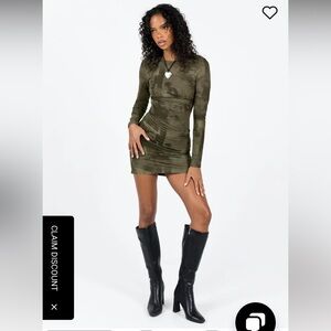 Princess Polly favel mini dress in olive green! Gorgeous dress for going out!